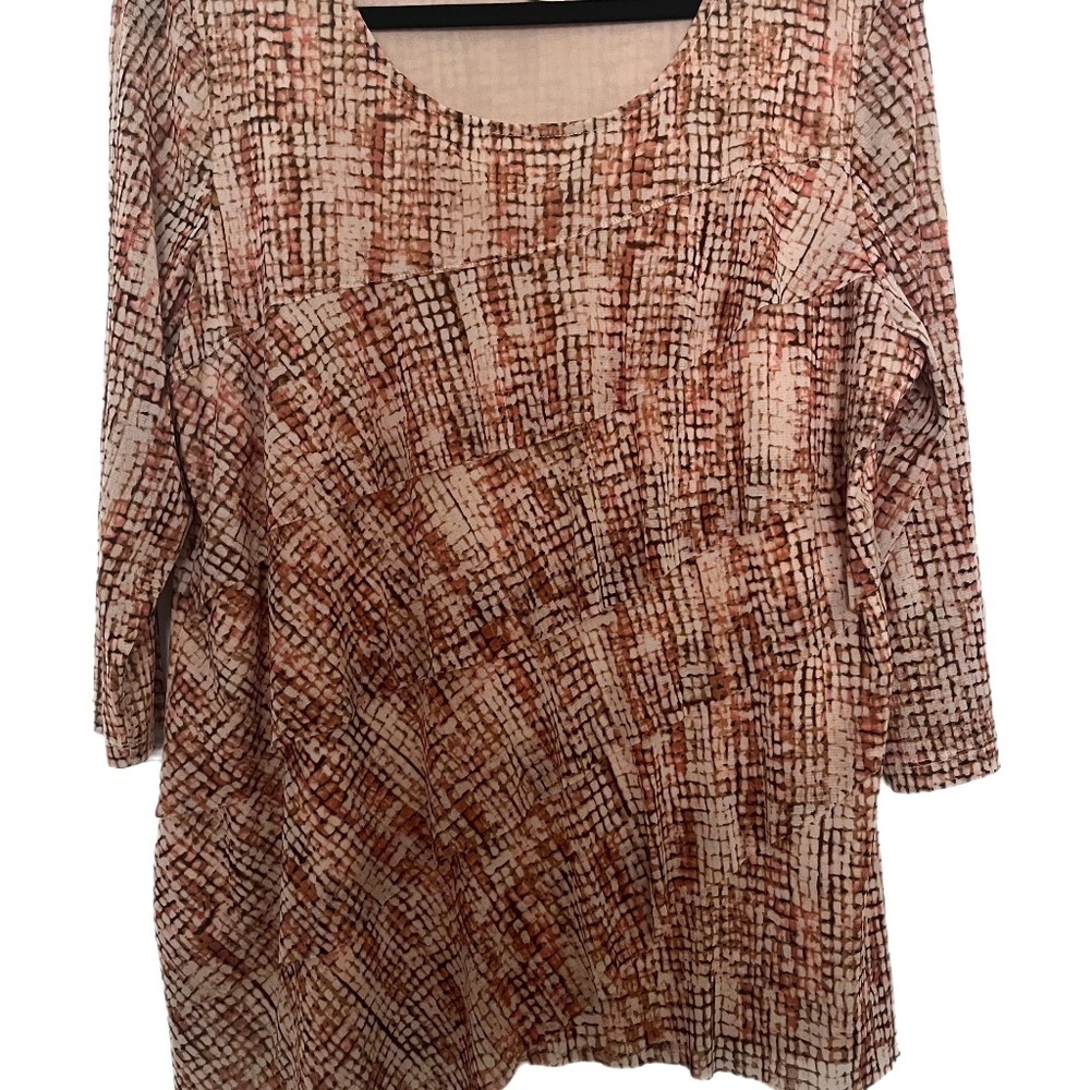 Chico’s Asymmetrical tiered soft colors coastal 3/4 sleeve boho contemporary